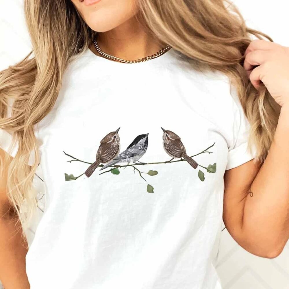 Bird Shirt Artful Birds On A Wire T-Shirt Unique Bird Lovers Gift